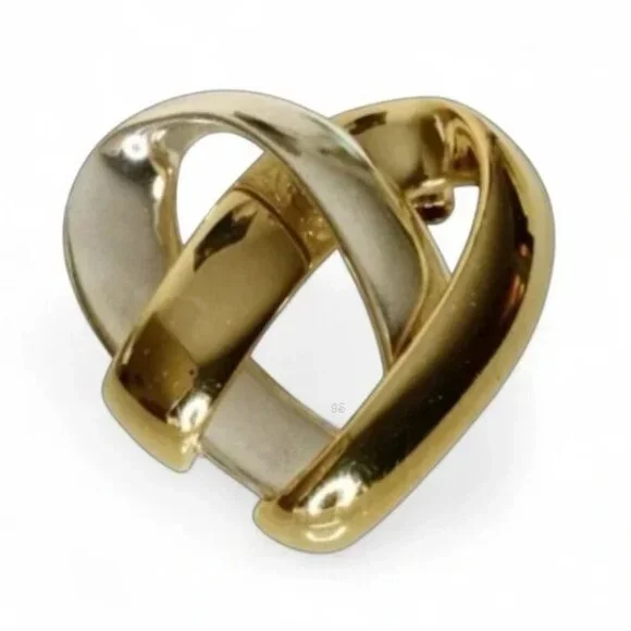 Vintage Two‑Tone Interlocking Heart Brooch – Classic Mid‑Century Design - Picture 9 of 10